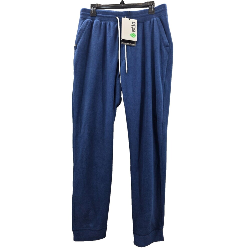Stio Men’s Turpin Navy  Fleece Jogger Pants Drawstring Lounge Sz large